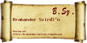 Brabander Szirén névjegykártya